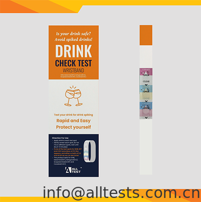 Bom preço Resultados rápidos em 1 ~ 3 minutos de alta precisão de verificação de bebidas testes pulseira para fácil interpretação visual on-line